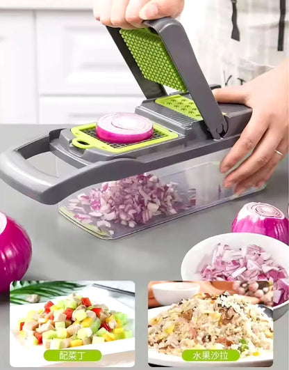 16 in 1 Multifunctional Vegetable Chopper, Cutter, Dicer & Slicer with 8 Interchangeable Blades